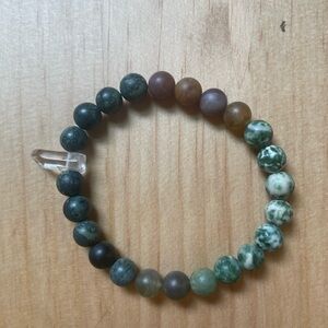 Jasper, agate and crystal quartz bracelet